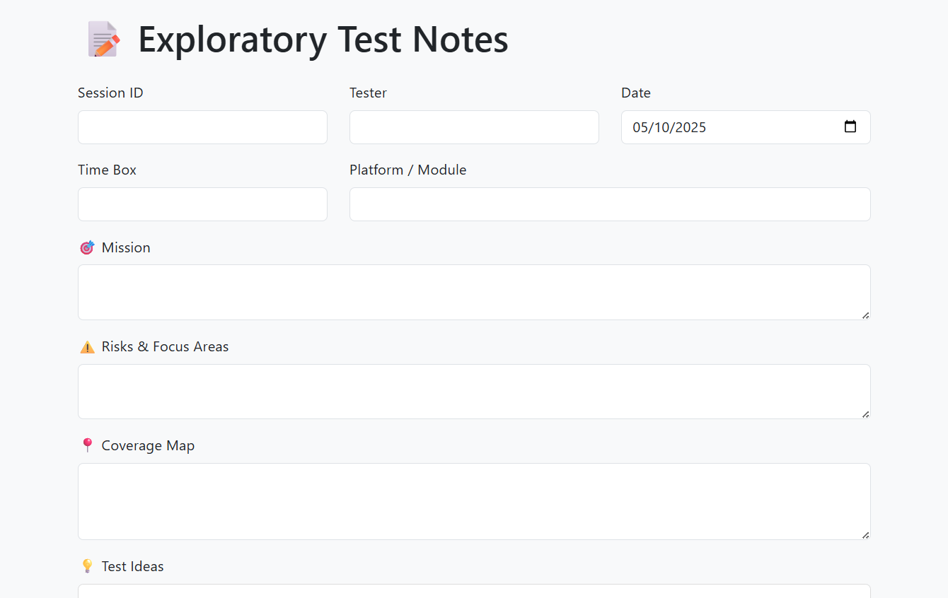 Exploratory Test notes